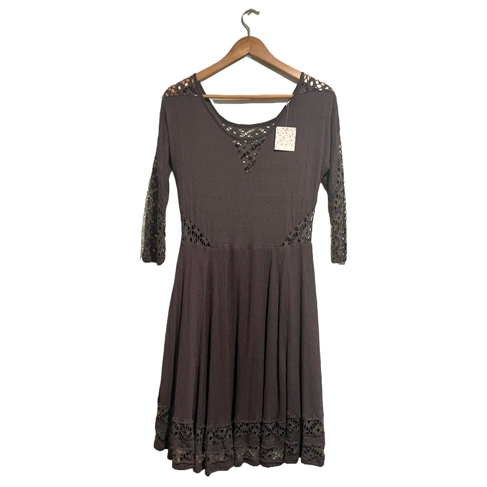New! Free People long sleeve mini dress with lace insets - Picture 3 of 14